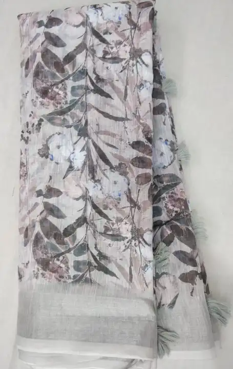 Linen Digital ptd exclusive design with pallu tassel  uploaded by M ARVIND & CO on 8/12/2023