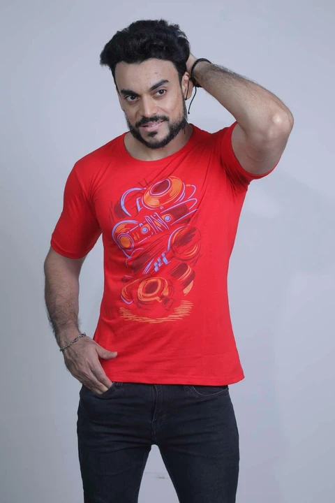 Fableat mens chest print t-shirt red uploaded by PKM EXPORTS PVT LTD on 8/12/2023