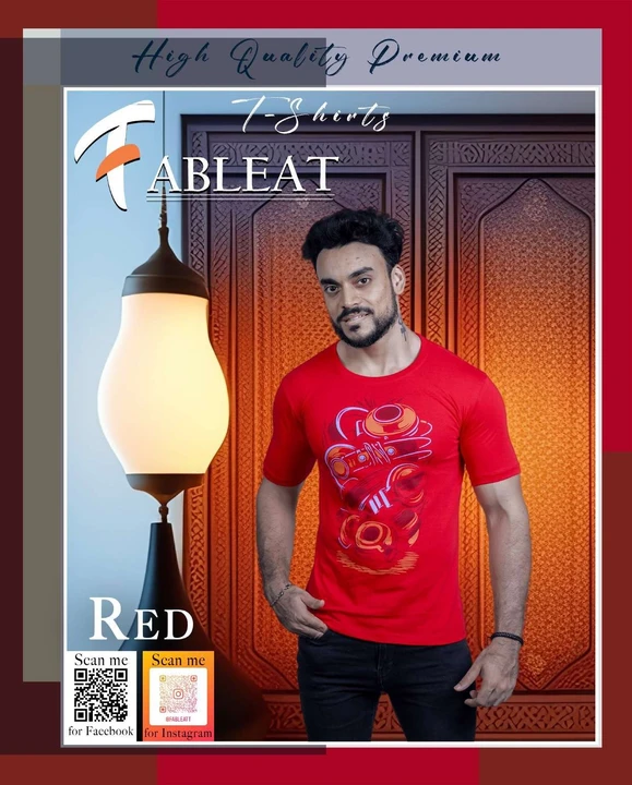 Fableat mens chest print t-shirt red uploaded by business on 8/12/2023