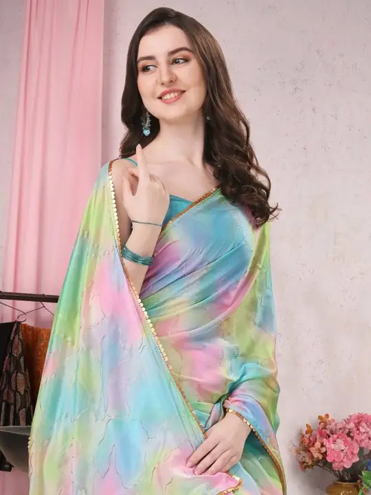 PATTERN-FOIL PRINT SAREE WITH PLIAN BLOUSE* uploaded by Dhara Trends on 8/12/2023