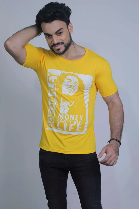 Fableat mens chest print t-shirt yellow  uploaded by PKM EXPORTS PVT LTD on 8/12/2023