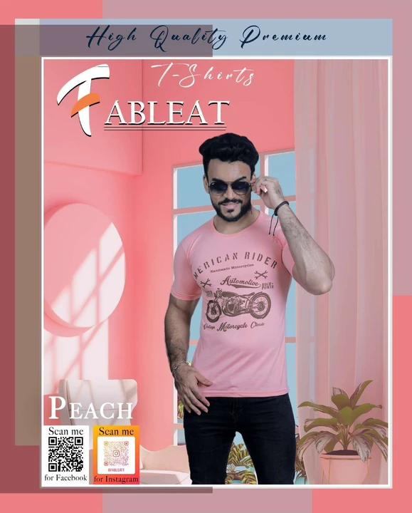 Fableat mens chest print t-shirt peach uploaded by PKM EXPORTS PVT LTD on 8/12/2023
