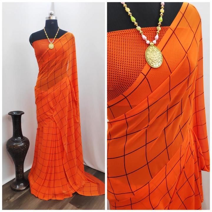 Georgate chex saree uploaded by business on 3/19/2021