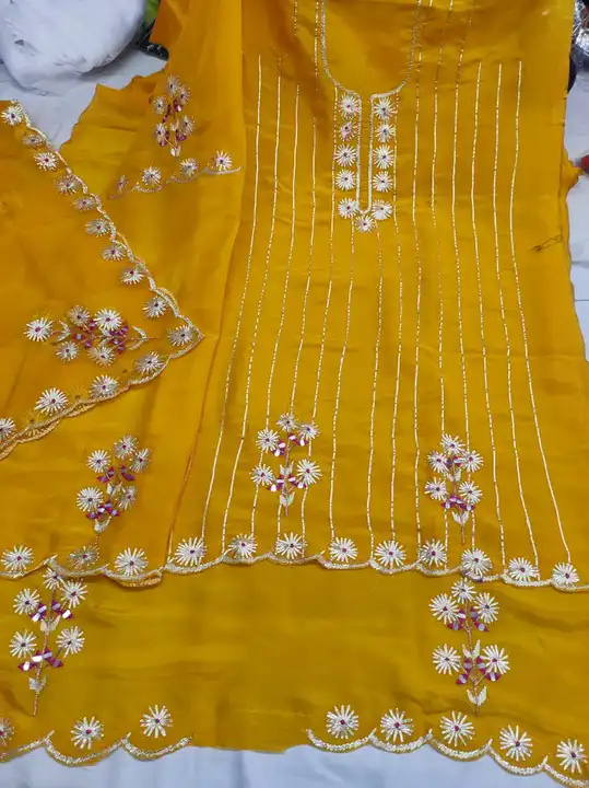 Upada silk suit with organza dupatta  uploaded by Manish sales on 8/12/2023