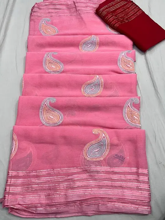 Simer chiffon fabric uploaded by Deepika Designer Saree on 8/12/2023