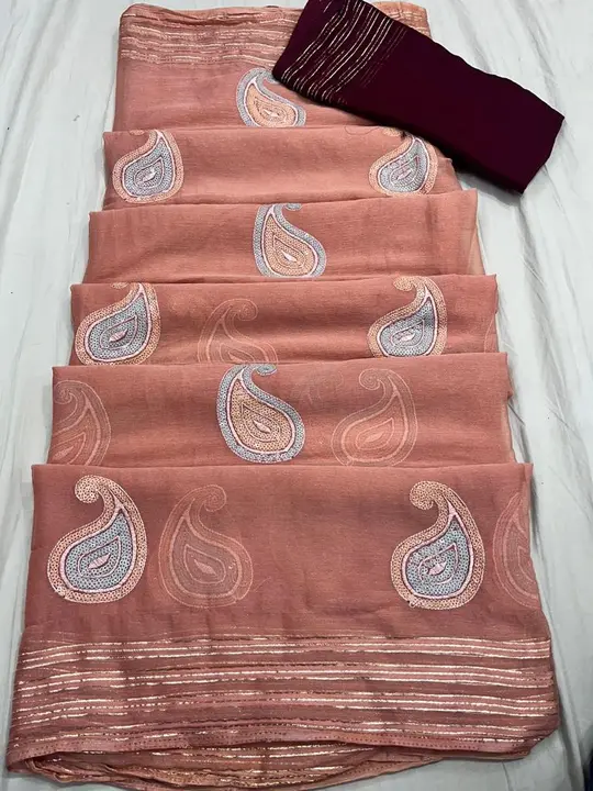 Simer chiffon fabric uploaded by Deepika Designer Saree on 8/12/2023