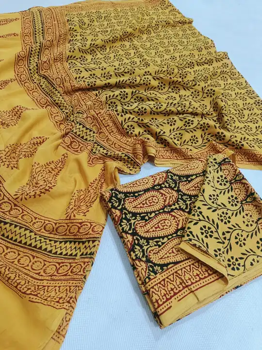 Handblock fancy baag print mulmul cotton chanderi dress 👗 material uploaded by Virasat handloom chanderi on 8/12/2023