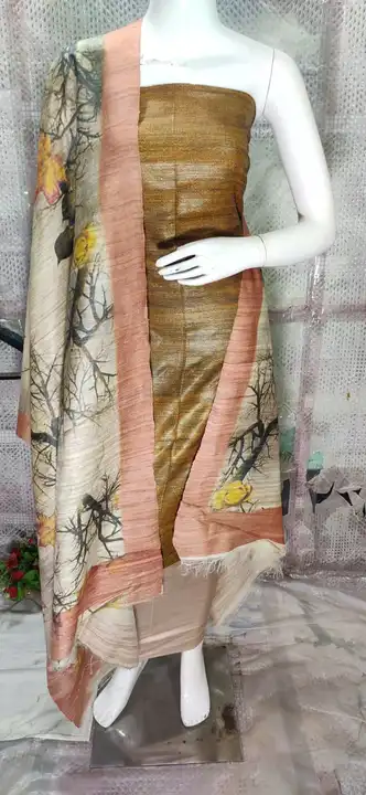 Bhagalpuri pure Tussar Ghicha Suit Pics with Digital Print at Dupatta   uploaded by Brother's Textile on 8/12/2023