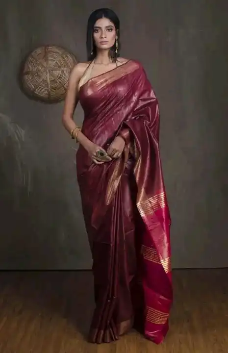 Bhagalpuri Pure Tussar Ghicha Saree with zaree boder  uploaded by Brother's Textile on 8/12/2023