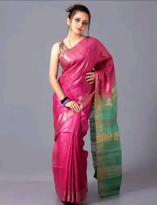 Bhagalpuri Pure Tussar Ghicha Saree with zaree boder  uploaded by Brother's Textile on 8/12/2023