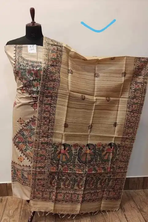 Bhagalpuri Tussar Ghicha Silk Suit With Madhubani Hand Paint  uploaded by Brother's Textile on 8/12/2023