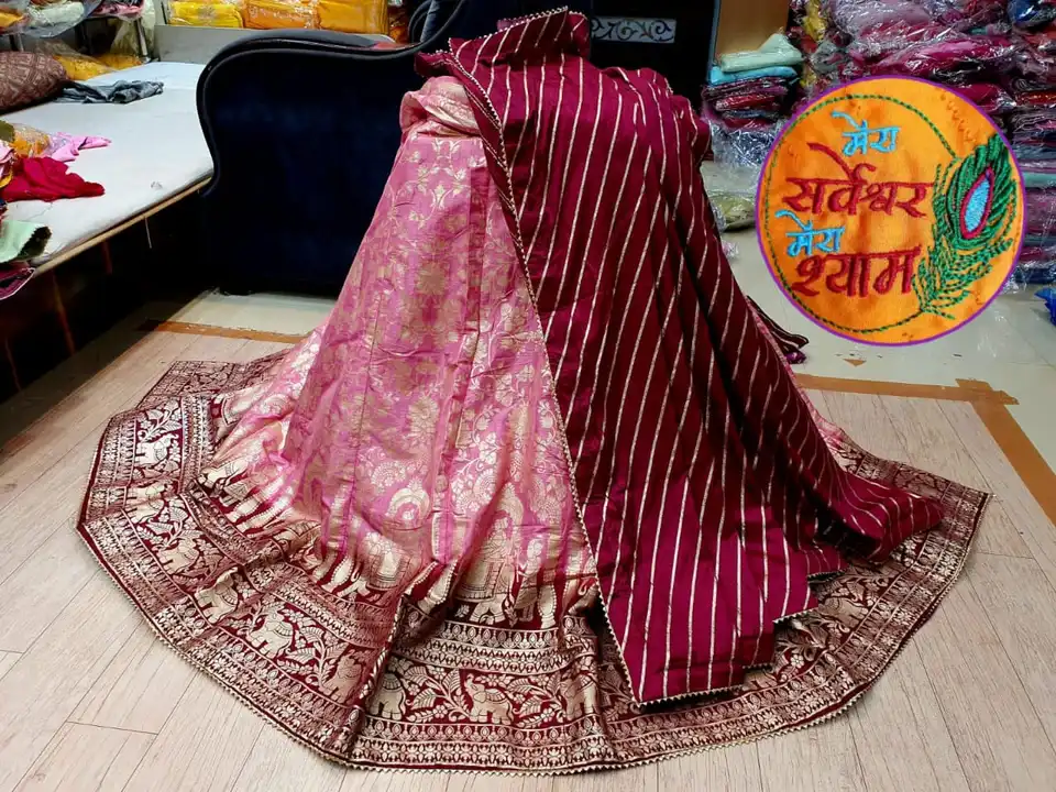 *Beautiful Lahenga*

*Pure  Banarasi Dolo silk langha & jari wark   & Jaipuri dai    dupatta pur Dol uploaded by Gotapatti manufacturer on 8/13/2023
