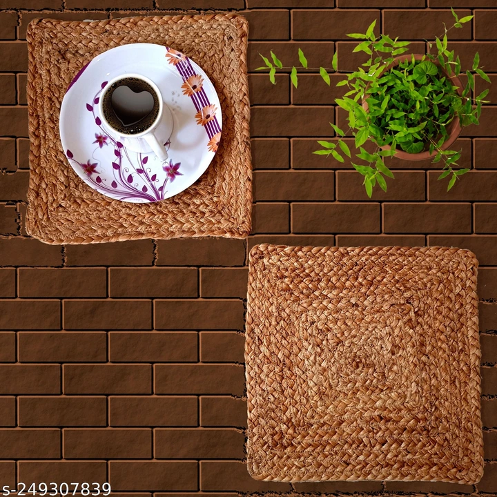 Jute Square Table Placemats Reversible Heat Resistant  uploaded by Vivaan Textile on 8/13/2023