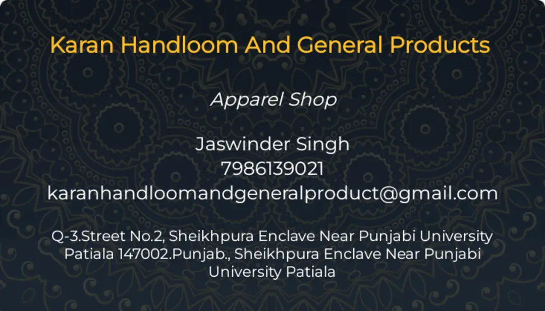 Visiting card store images of Karan Handloom And General Products