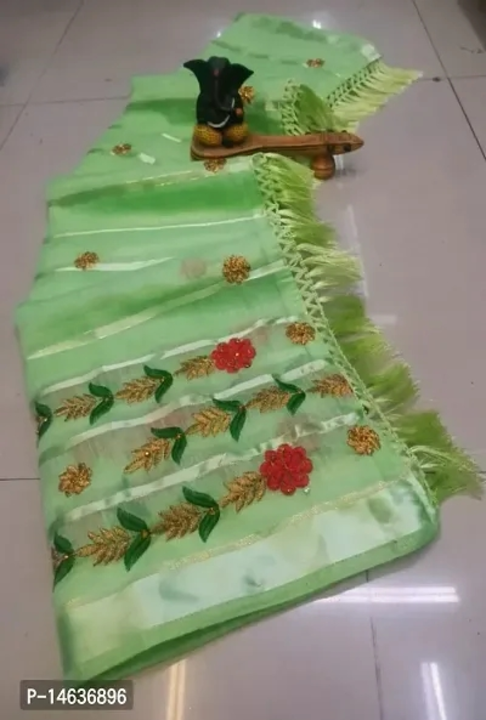 Cotton Satin Patta Embroidered Sarees  uploaded by Shree Krishna collection on 8/13/2023