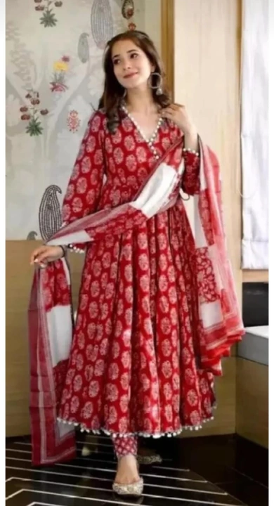 Maroon printed kurta and dupatta for women uploaded by Aryson India on 8/13/2023