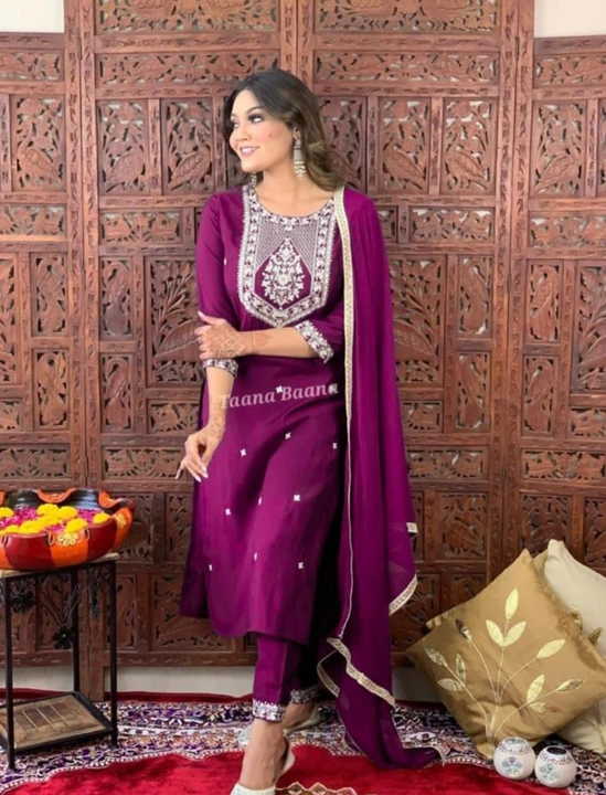 Purple printed kurta pant and dupatta  uploaded by Aryson India on 8/13/2023