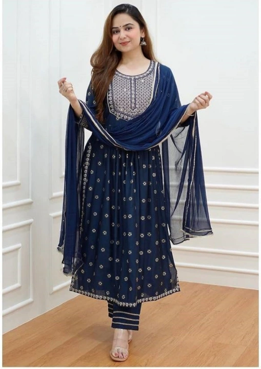 Post image Hey! Checkout my new product called
Blue printed kurta pant and dupatta for women .