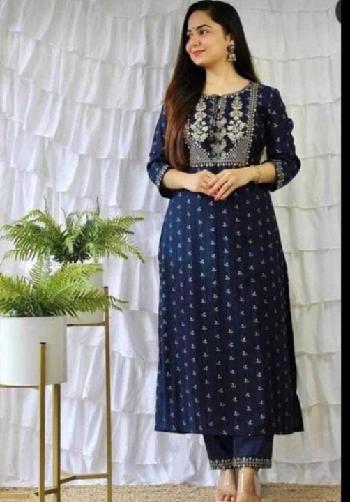 Printed Blue kurta pant for women uploaded by business on 8/13/2023