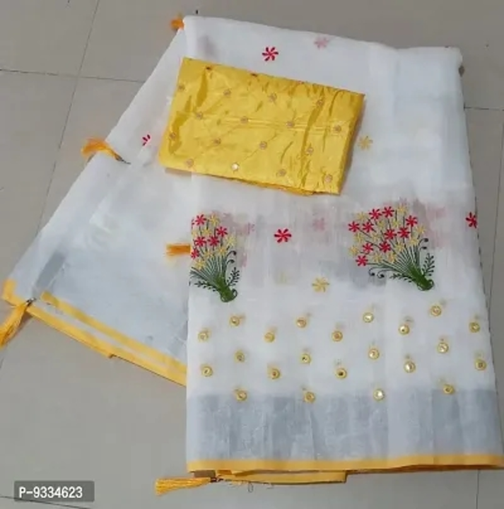 Chanderi Cotton Embroidered Saree uploaded by Shree Krishna collection on 8/13/2023