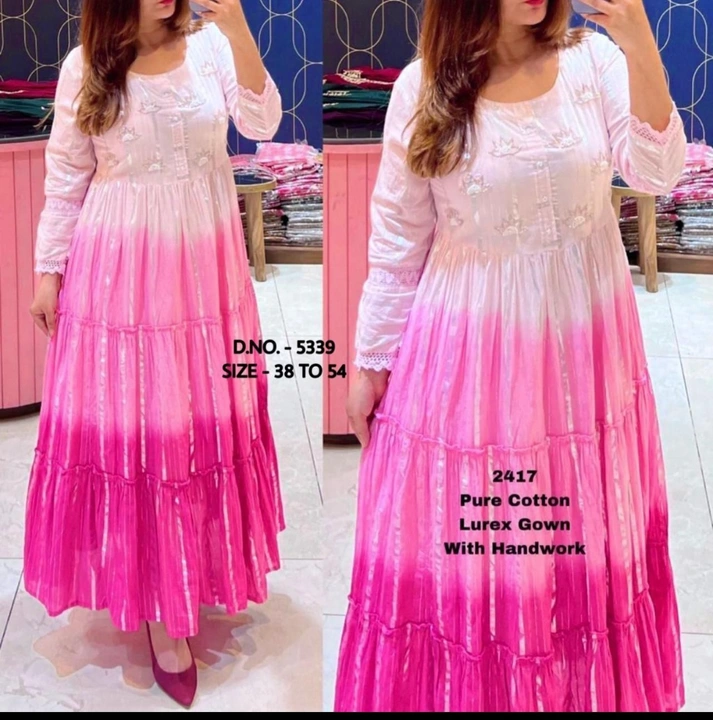 Pink multiple printed kurta Gown for women uploaded by business on 8/13/2023