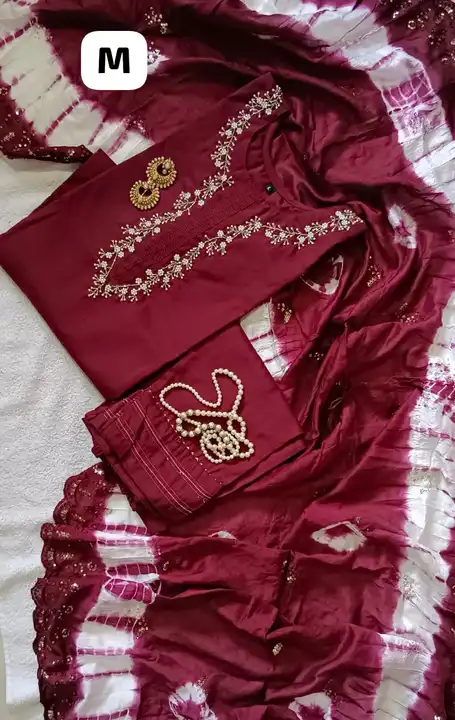 Post image I want 1-10 pieces of Suits and dress material at a total order value of 500. I am looking for M l XL xxl size I need with embroidery work or lace work  reyon cotton . Please send me price if you have this available.