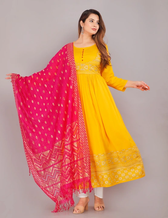 Reyon gown and dupatta set  uploaded by business on 8/14/2023