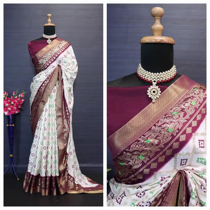 Moss print foil patola saree uploaded by business on 8/14/2023
