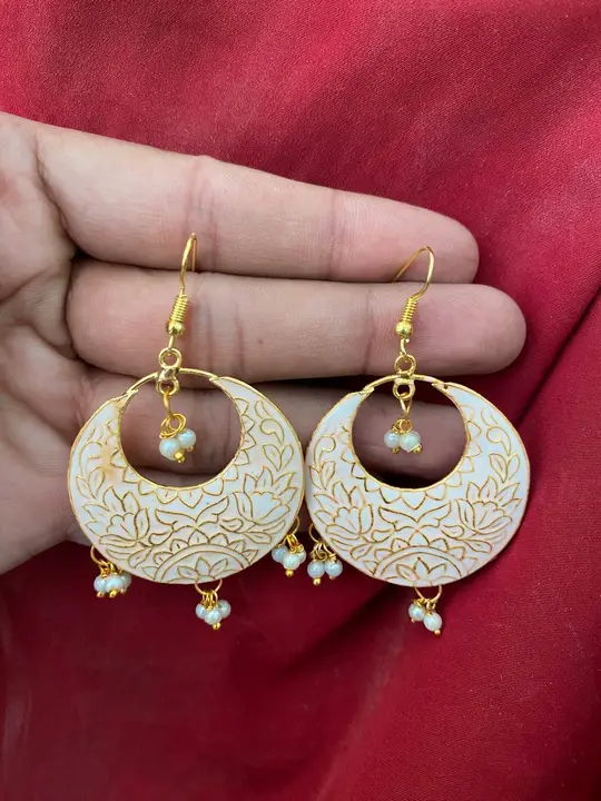 Brass meenakari chamdbali earrings for wholesale wats app 7737596353 uploaded by Rajdeep enterprises on 8/14/2023