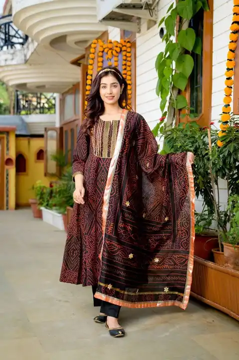 Beautiful rayon fabric anarkali kurti pant with dupatta  uploaded by business on 8/14/2023