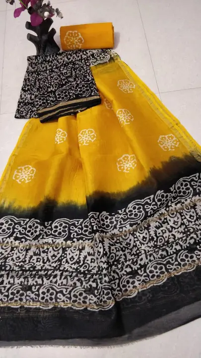 Chanderi Hand Block Printed Unstitched Suits uploaded by Sanganeri Block Prints on 8/14/2023
