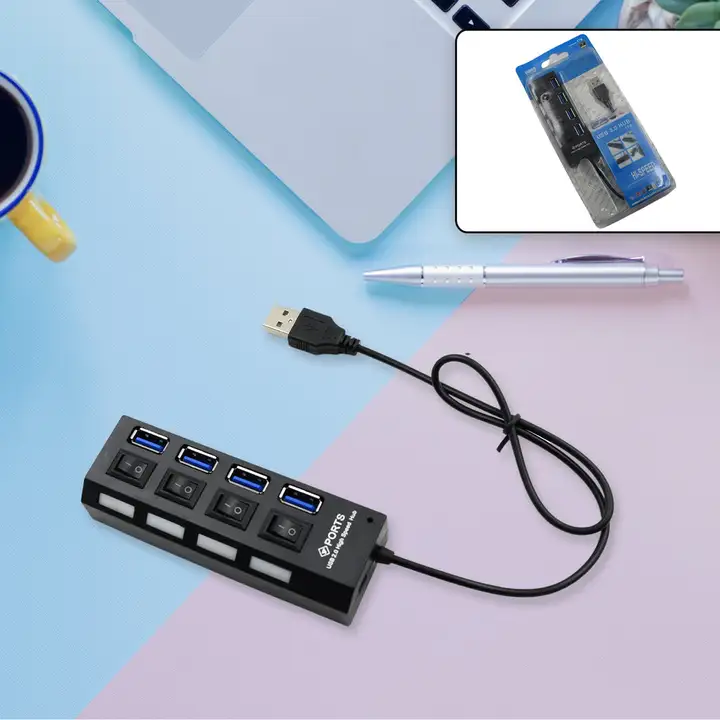 4 PORT USB, HUB USB 2.0 HUB SPLITTER HIGH SPEED WITH ON/OFF SWITCH MULTI LED ADAPTER COMPATIBLE WITH uploaded by FASHION FOLDER on 8/14/2023
