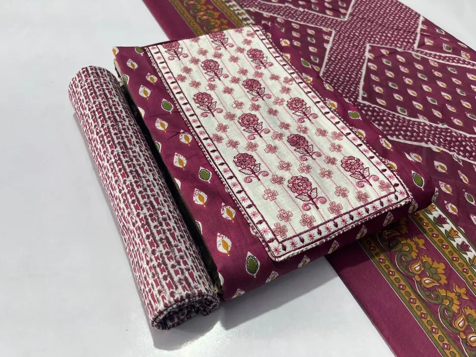 💕 *JAIPURI  PRINT WITH SEQUENCE  WORK  SUITS  WORK COTTON DUPPATA* 💕

Fabric:- *COTTON*

*Design A uploaded by Women feshon wohlsellar on 8/14/2023