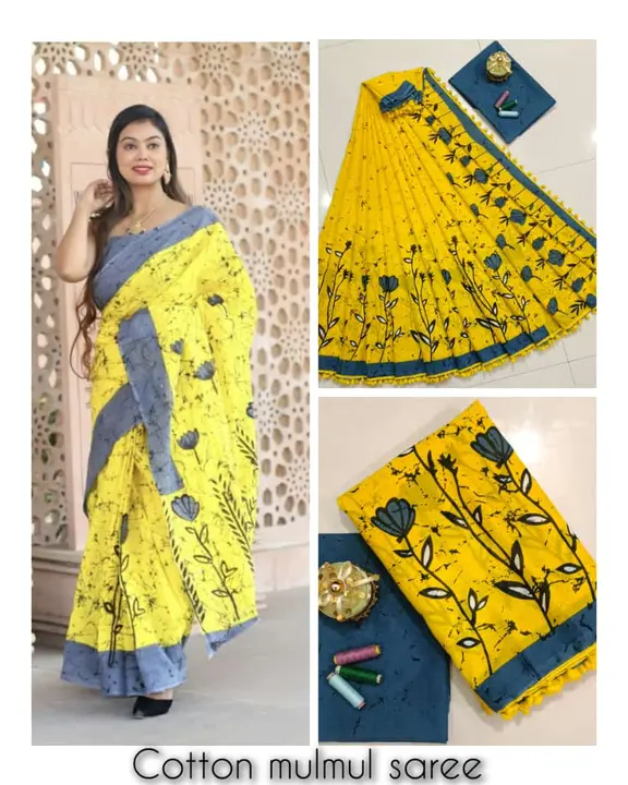 👉 Bagru Block Print Cotton Mulmul Sarees With Blouse 
👉All saree with same blouse 
👉 Fabric: *Mul uploaded by business on 8/14/2023