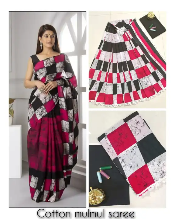 👉 Bagru Block Print Cotton Mulmul Sarees With Blouse 
👉All saree with same blouse 
👉 Fabric: *Mul uploaded by business on 8/14/2023
