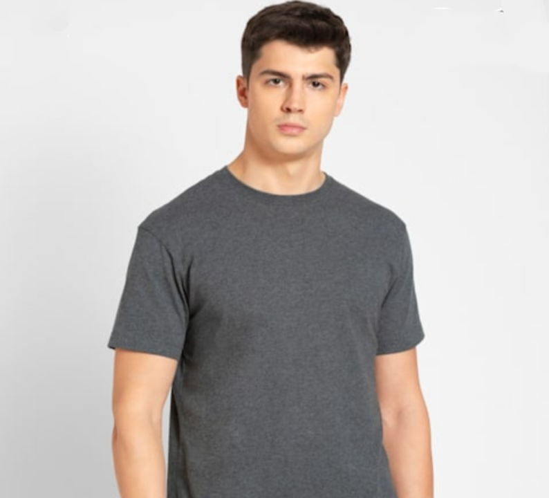 Charcoal Grey Melange 100% Cotton T-shirt  uploaded by business on 8/14/2023