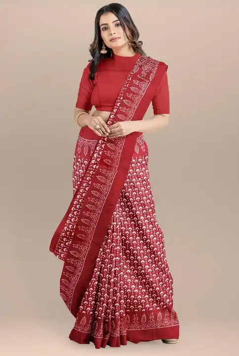 Pure Cotton Hand Block Print Saree With blouse Piece  uploaded by SHREE GOVIND COLLECTION on 8/15/2023