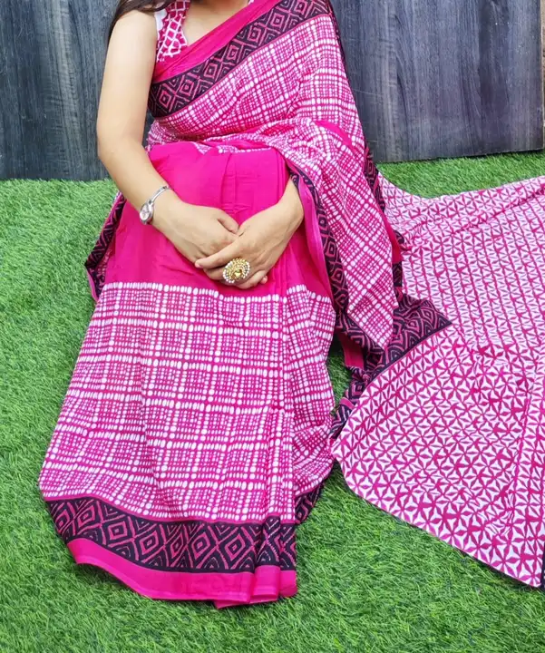 Pure Cotton Hand Block Print Saree With blouse Piece  uploaded by SHREE GOVIND COLLECTION on 8/15/2023