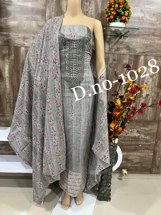Grey Embroidery Suit and Dress Material  uploaded by business on 8/15/2023