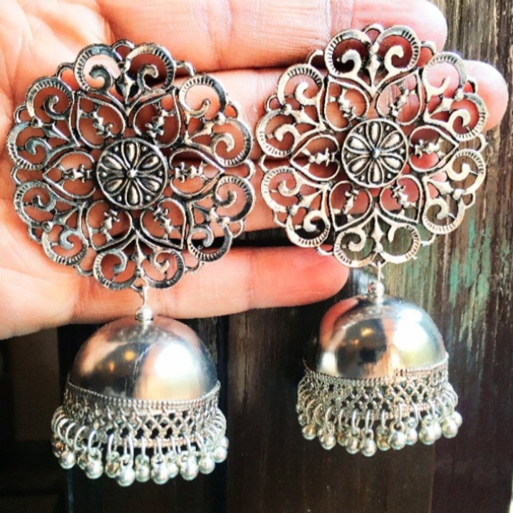 Silver Oxidised Jhumka Earrings uploaded by AGGARWAL TRADING CO on 8/15/2023