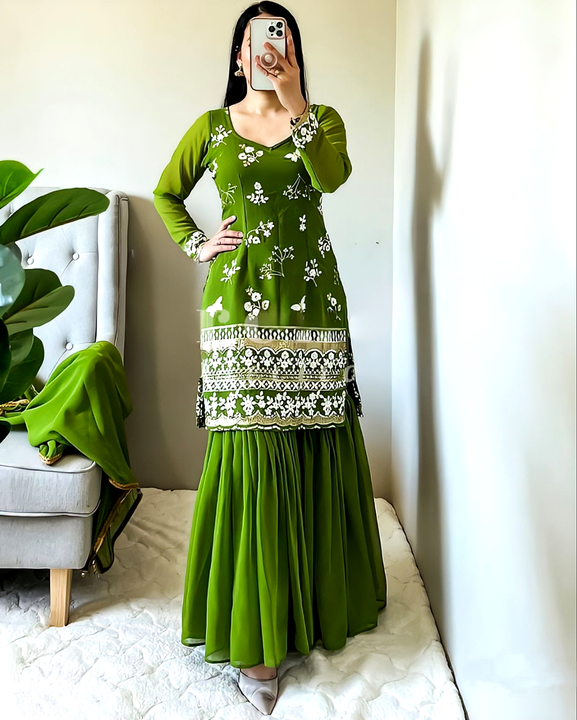 Beautiful Green Embroidered Sharara Set  uploaded by ABiS Enterprises on 8/15/2023