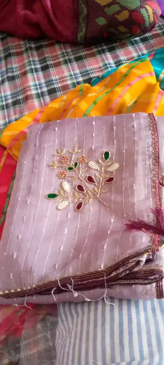 Hand work stone saree uploaded by business on 8/15/2023