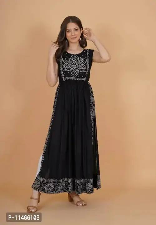 Stylish New Premium Collection Black Rayon Kurta For Women uploaded by business on 8/15/2023