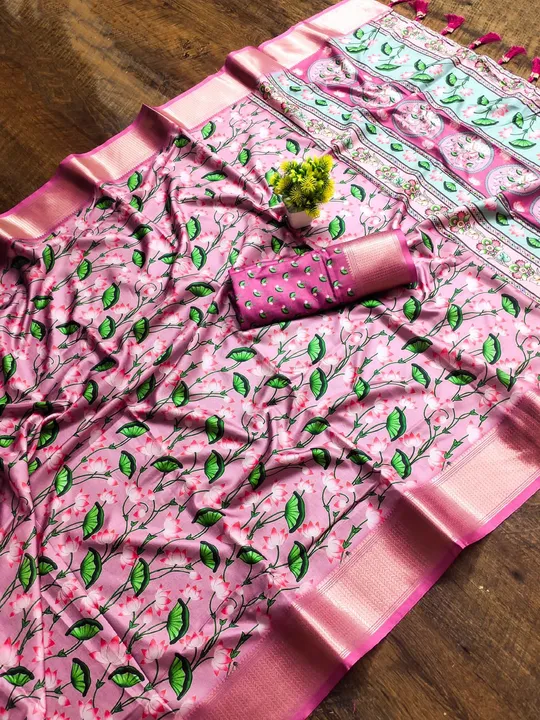 Pure Soft Beautiful Printed Rich Pallu & Jacquard Border And All Over Printed Saree With Tressal uploaded by Manasvi Enterprise on 8/15/2023