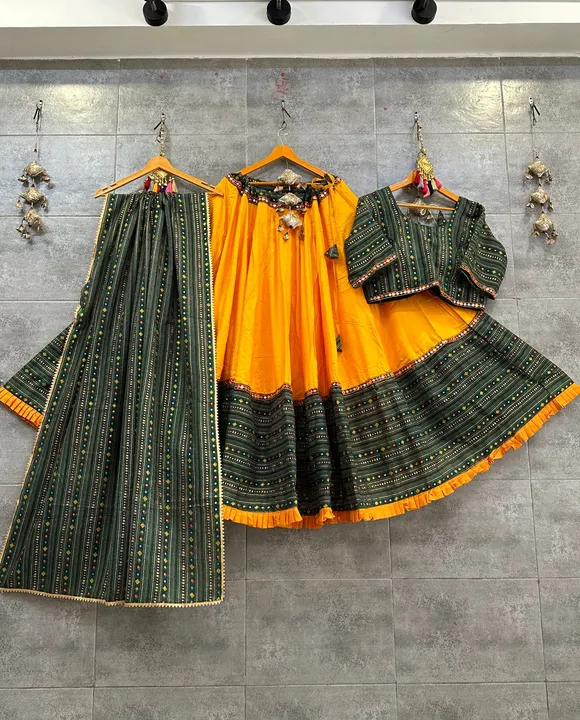 Pure cotton gala concept chaniya choli with gamthi lace. 
 uploaded by business on 8/15/2023