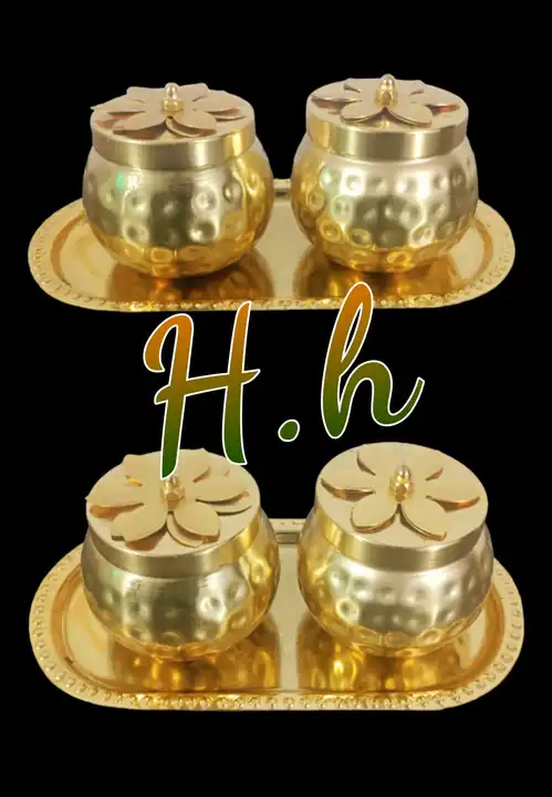 Decorative S.Steel Gold Plated Tray With Iron Gold Plated Jars Combo Set Available in Very reasonabl uploaded by Hina Handicrafts on 8/15/2023