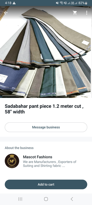New PRODUCTS LAUNCHED 
GENTS PANTS PCS - 1.20 MTRS.
QUALITY - SADABAHAR
WS PRICE RS.300 EACH + SHIPP uploaded by SHAHINS' COLLECTION  on 8/15/2023