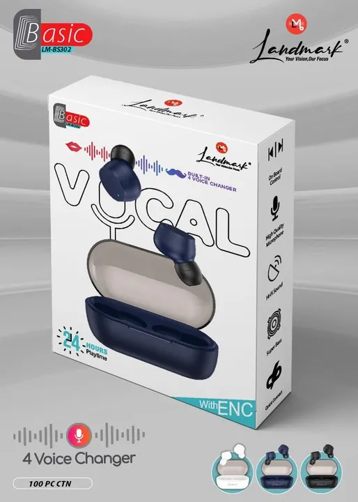 VOCAL-2 TRUE WIRELESS EARBUDS WITH VOICE CHANGER & ENC (TYPE-C) 24HR BATTERY  uploaded by Atoz store on 8/15/2023