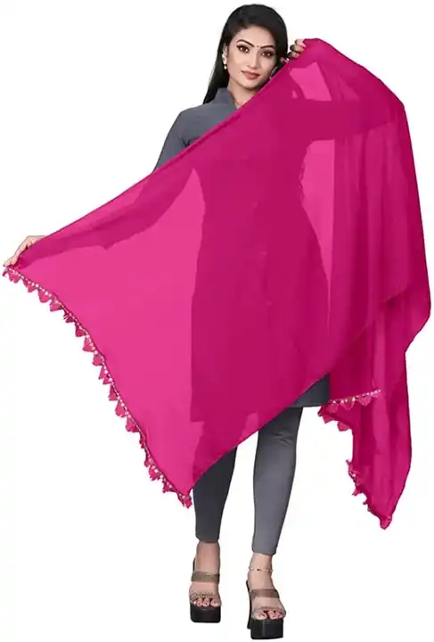 Plain Dupatta (Scarf) in full size with Border. uploaded by business on 8/16/2023