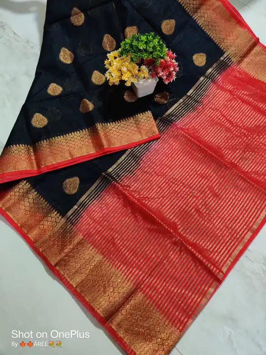 Coral butta saree with blouse piece  uploaded by business on 8/16/2023